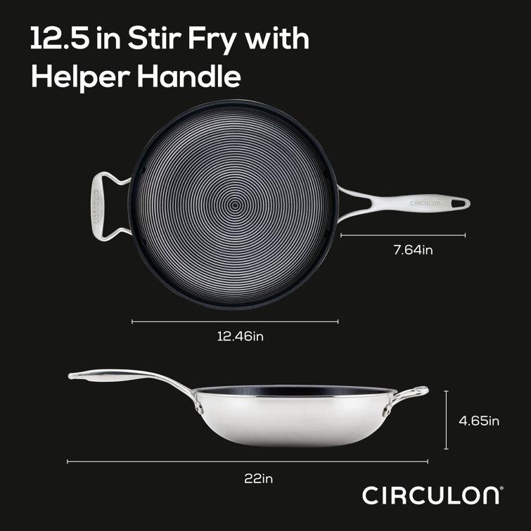 Circulon SteelShield Stainless Steel 12.5 Stir Fry Pan, Silver