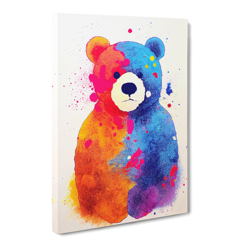Teddy Bear Splatter Style - Wrapped Canvas, 50cm H x 35cm W x 3cm D