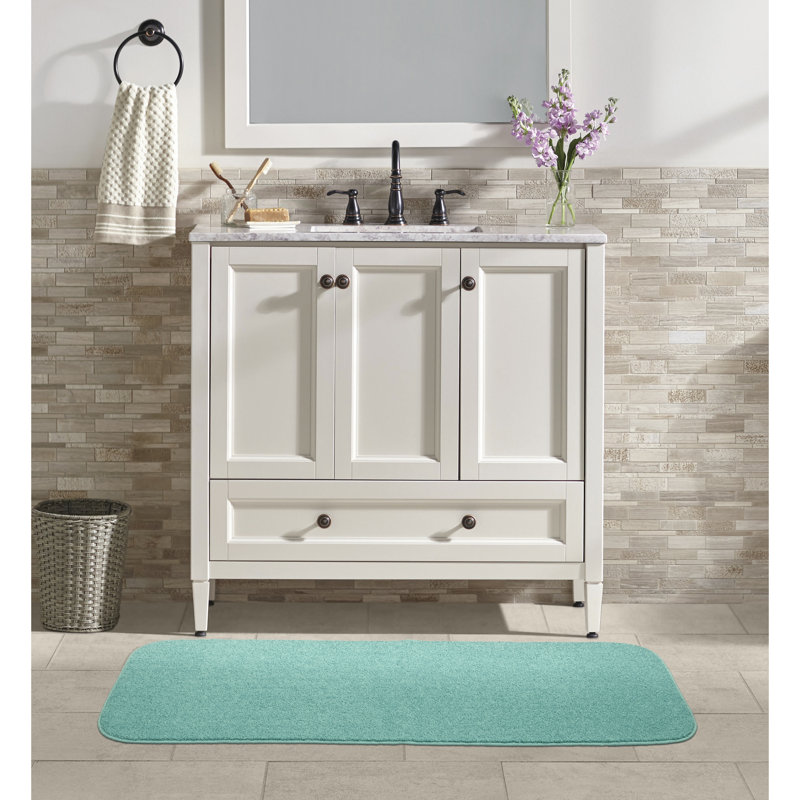 Tapis pour salle de bain en nylon Monarrez avec envers antidérapant, Simple - L 60 po x l 22 po, Écume de mer