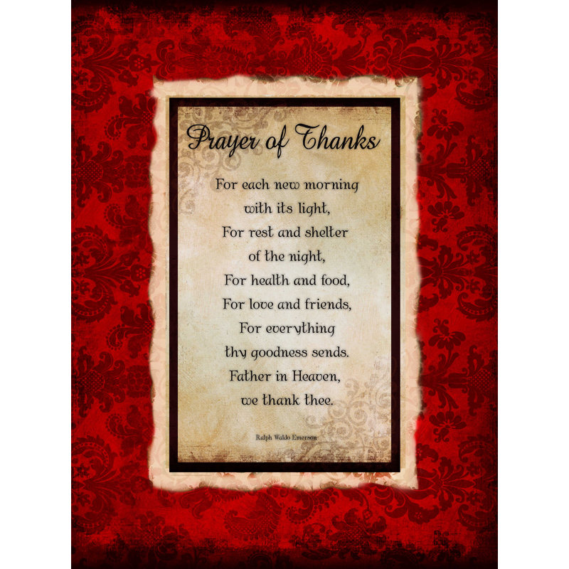 Prayer of Thanks - reproduction sur toile tendue, L 12 po x H 16 po