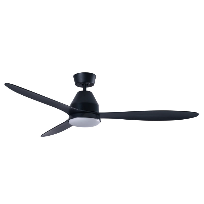 Whitehaven 56" Smart WiFi Indoor/Outdoor DC Ceiling Fan with LED Light and Remote, Damp Rated, Black Ceiling Fan, Black