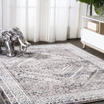 Boho Cottage Medallion Brown/Ivory Rug