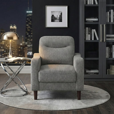 Chaise de conception moderne avec revêtement en chenille grise et ressorts ensachés confortables avec cadre en bois massif pour salon 1 pièce
