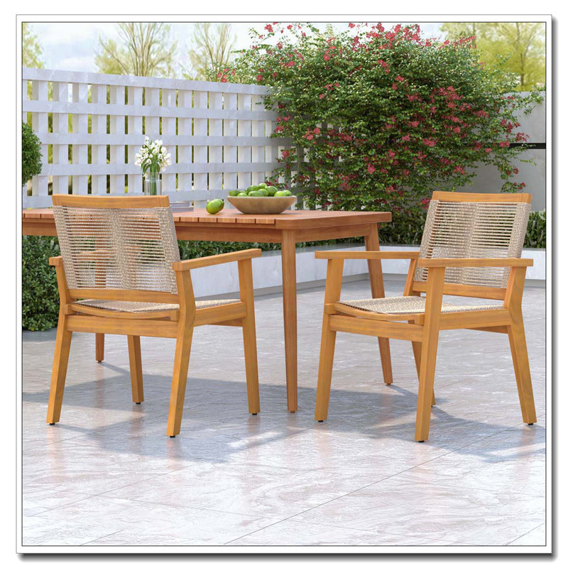 Chaise de salle à manger en bois d'acacia tissée à la corde