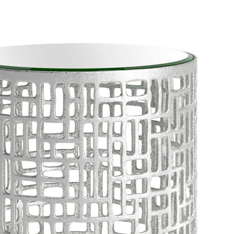 Reden Silver Aluminum and Glass Side Table Set