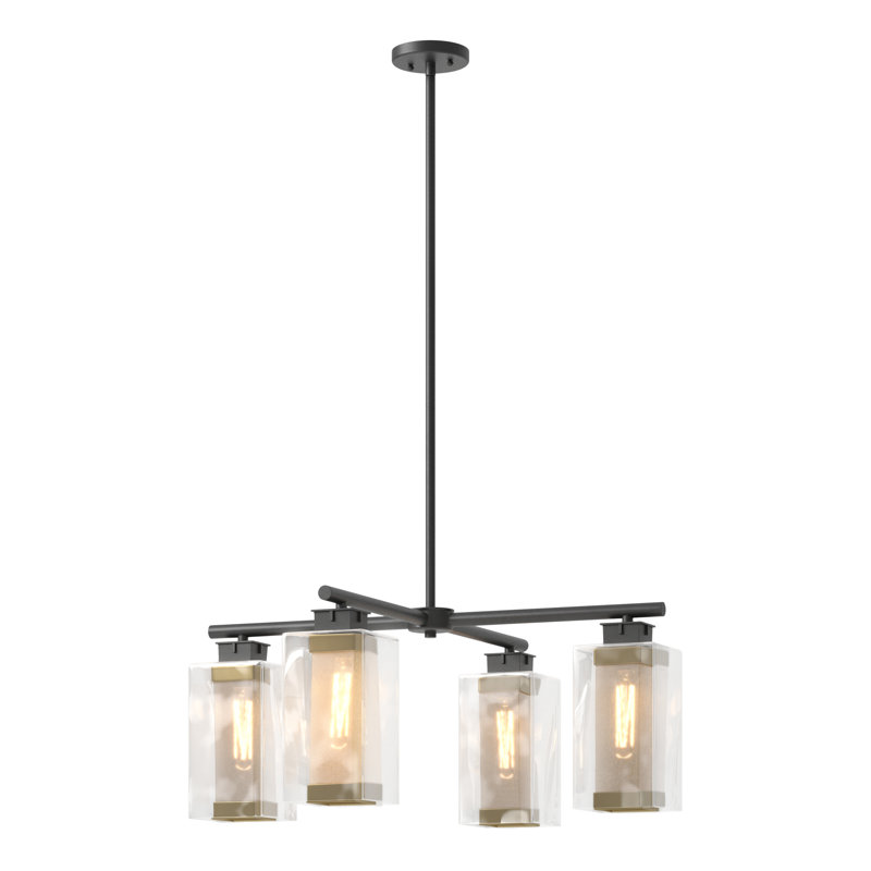 Polaris 4 - Light Outdoor Chandelier, Coastal Gold, Coastal Black