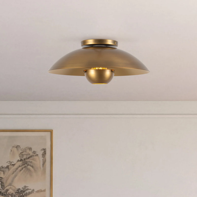 Umbra 14-in Black Semi-Flush Mount, Antique Brass, Steel