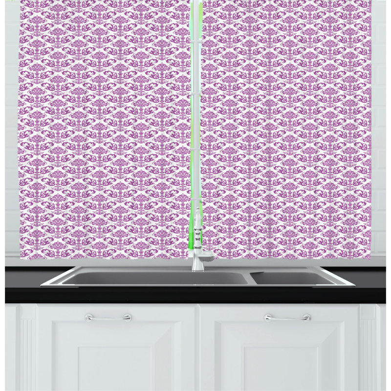 Damask Tailored Kitchen Curtain