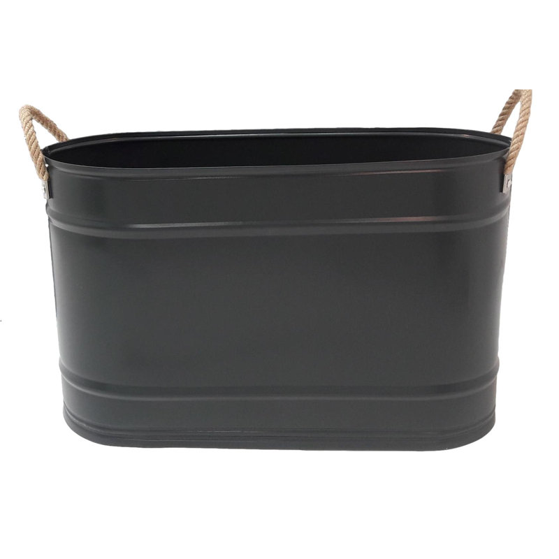 Gunfried Metal Hanging Planter, Dark Gray, 14.5" H x 26" W x 8.5" D