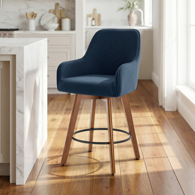 Advika 25" Swivel Full Back Counter Height Bar Stools with Solid Wood Frame and Arms