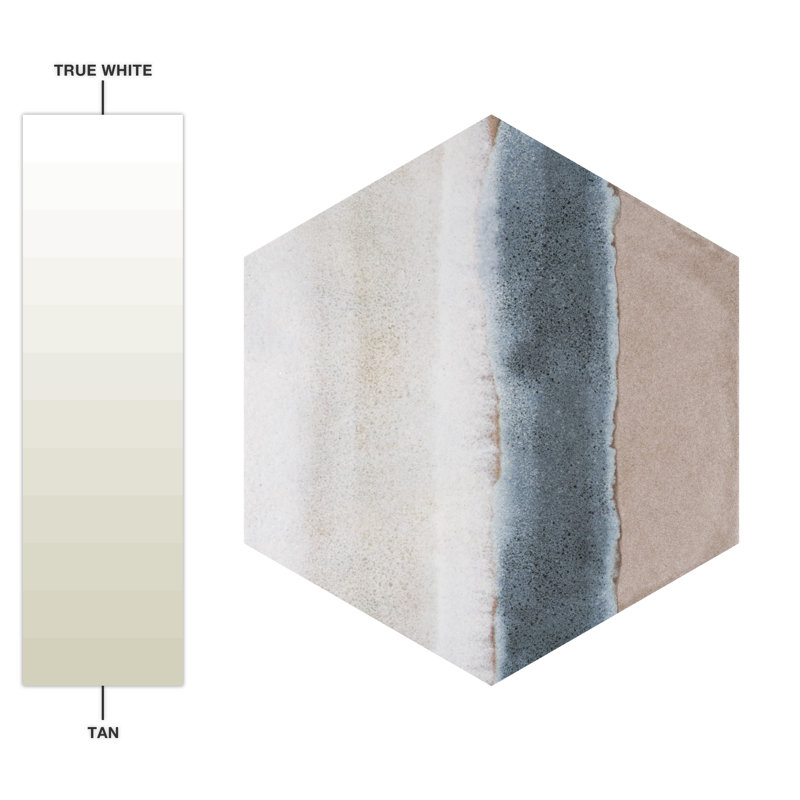 Matter Hex Canvas 8' x 9' Stone Look Wall & Floor Tile, Taupe/Blue
