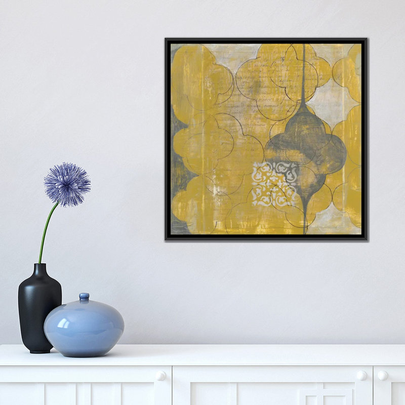 " Marrakesh II " by Jennifer Goldberger, 18" H x 18" W x 1.5" D, Black Framed Canvas, No Mat