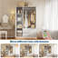 Grande armoire de rangement en bois 71 po avec verre cannelé moderne et tablettes pour chambre à coucher