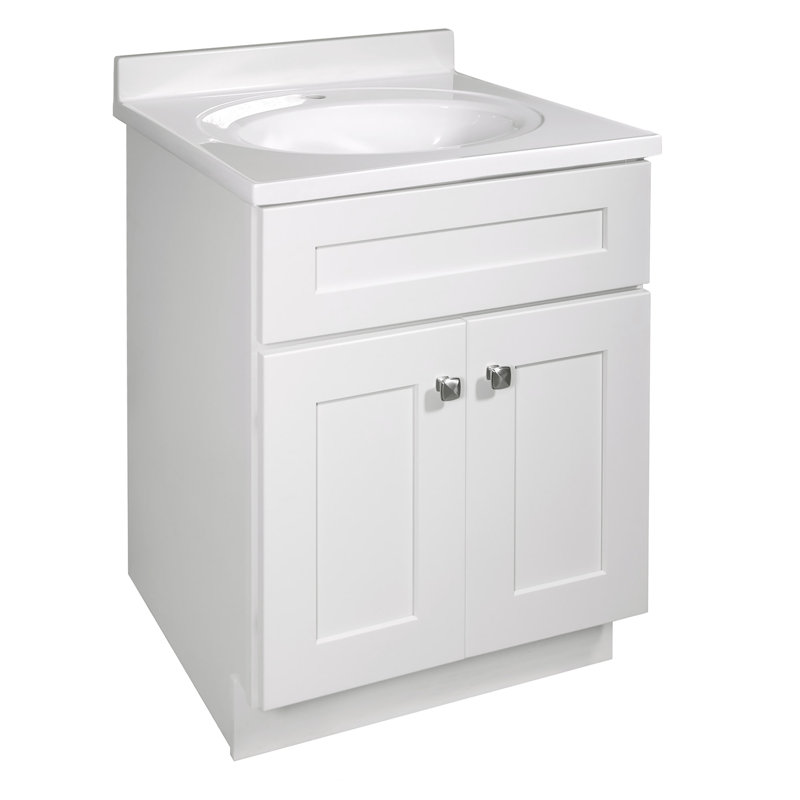 Brookings 24 Inch Bathroom Vanity, Ready to Assemble, Solid Wood, Sherwin Williams® Gray – Design House, 587071, White