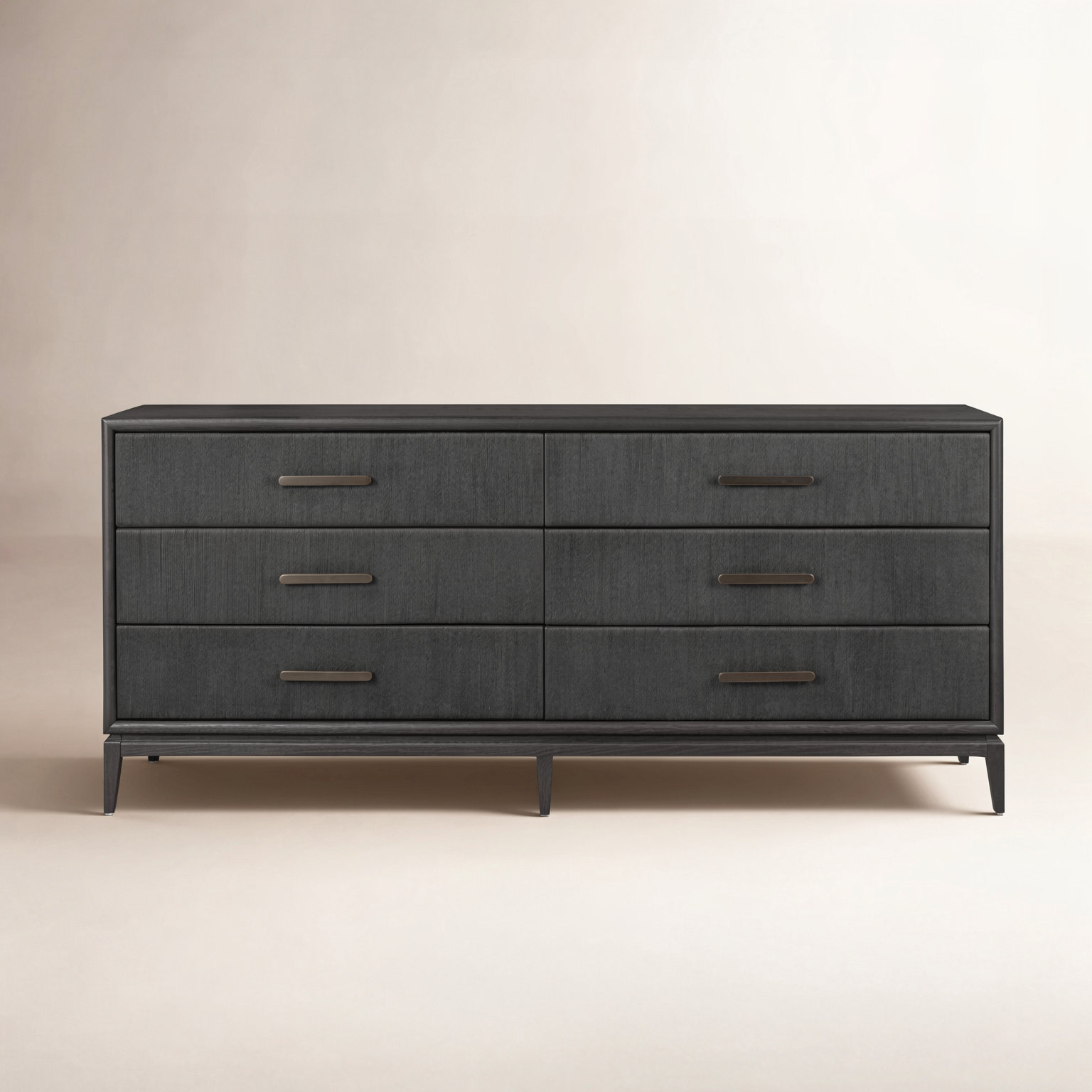 70" Oak 8-Drawer Dresser, Black Oak Veneer