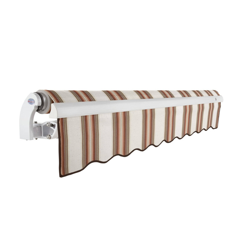 Auvent rétractable Awntech Maui, l 20 pi x P 10 pi, Moteur à droite, Brun, brun clair, terre cuite multicolore