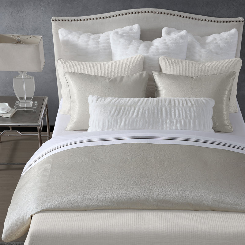 Marilyn Modern Bubble Metallic Jacquard Modern Contemporary Comforter Set, Gray, Queen Comforter + 2 Standard Shams