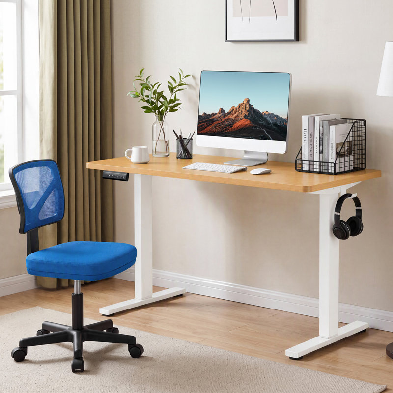 Ensemble de bureau: chaise de bureau en filet et bureau électrique, Rouille / Noir