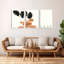 «Tropical Monstera Leaves and Abstract Wood Stack», art mural tendu sur toile, ensemble minimaliste moderne (ensemble de 3)-539407452