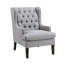 Chaise d'appoint, capitonnage à boutons et tissu d'ameublement gris-830384963