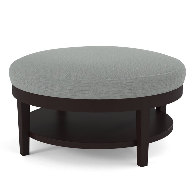 Midtown Upholstered Ottoman, Green and Blue Stripe; 0252-54, Java Finish