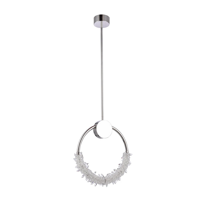 Luminaire suspendu à DEL Lannah avec détails en cristal transparent, Chrome