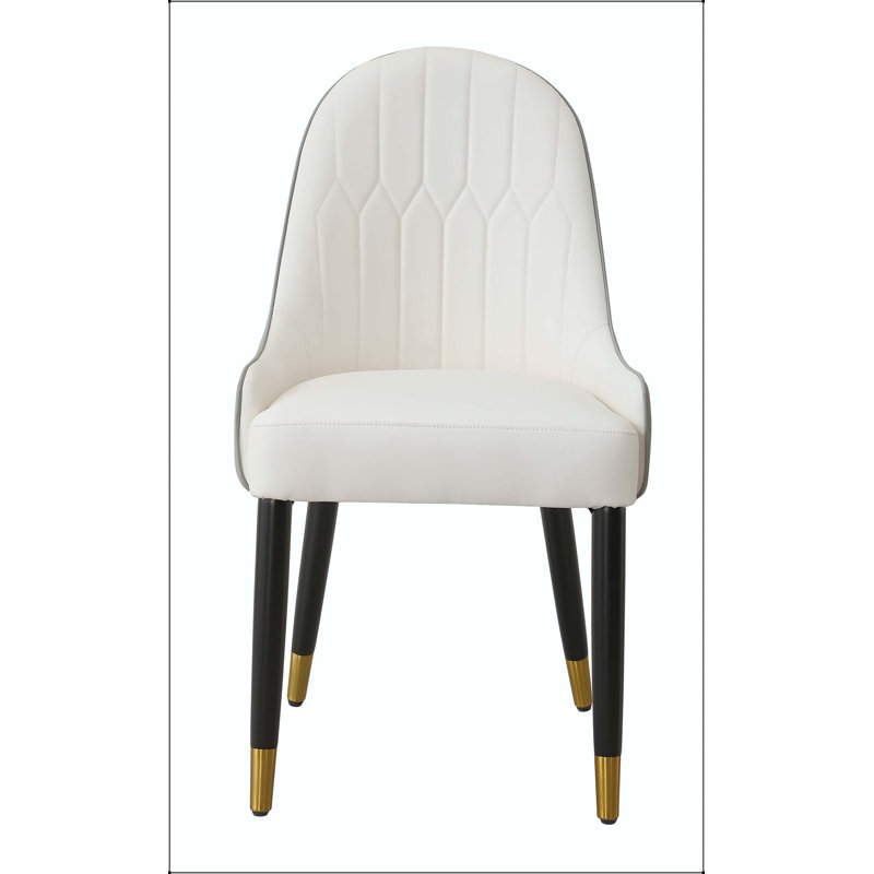 Chaise de salle à manger moderne en similicuir avec pieds en métal - ensemble de 2, Grey
