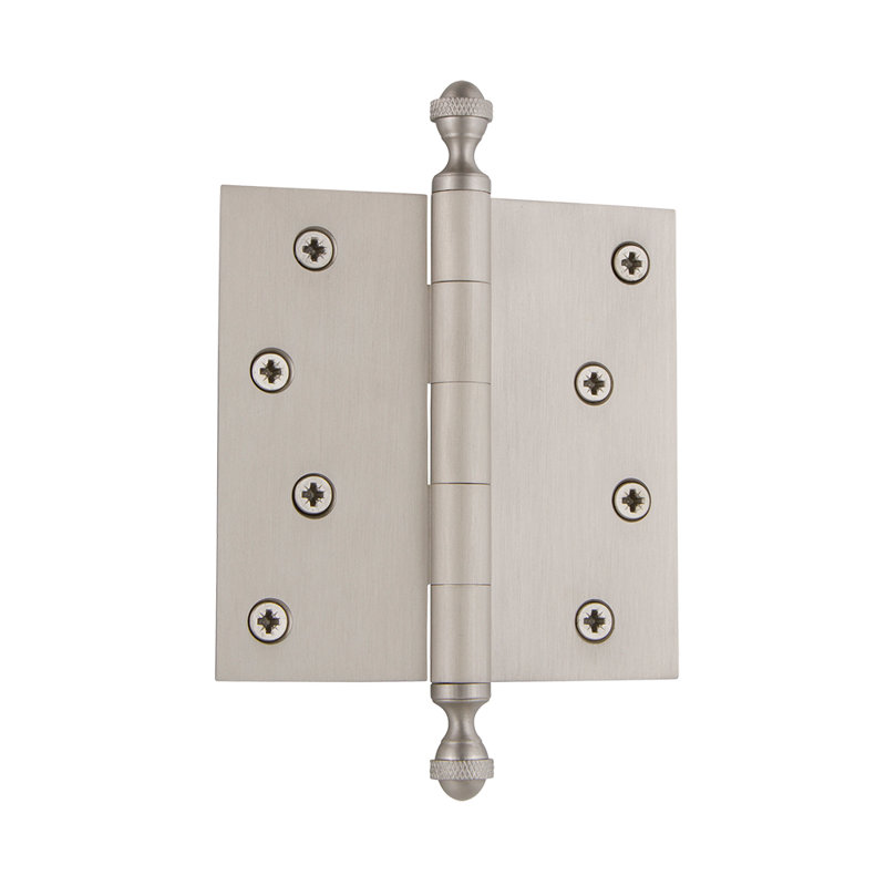 4'' x 4'' Brass Butt Bearing Hinge, Satin Nickel