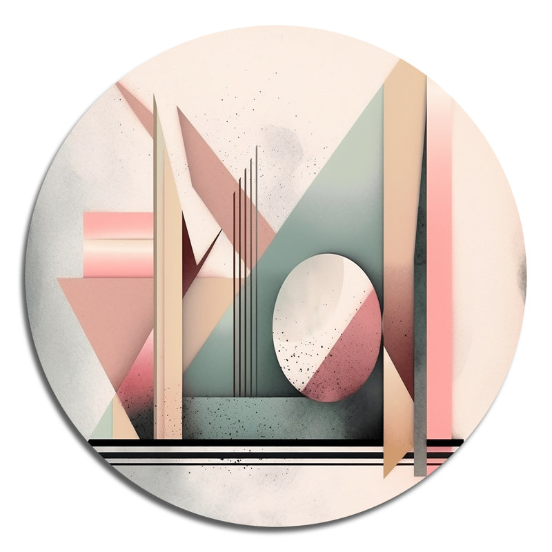 «Rose Minimalisme Transient Grace I» - Art mural rond abstrait minimalisme sur métal, H 36 po x l 36 po x P 1 po