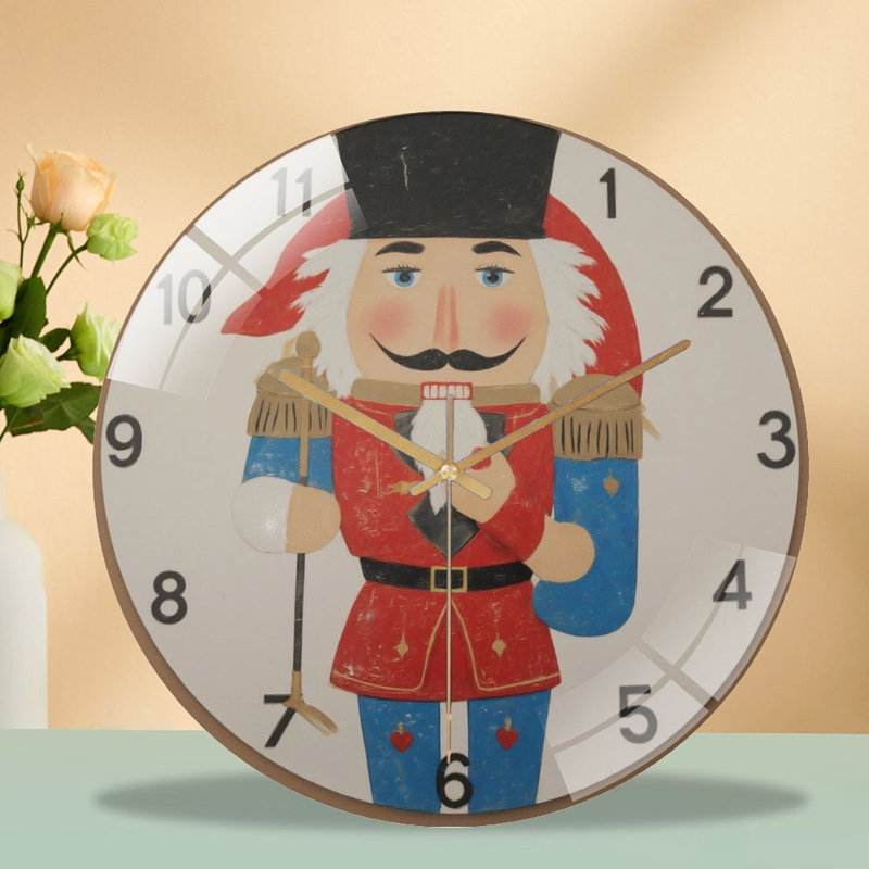 Casse-noisette-jouet-soldat-horloge-cadran - horloge murale moderne en verre de 12 po