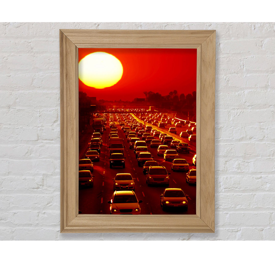 Los Angeles Highway Sun Blaze - Einzelner Bilderrahmen Kunstdrucke