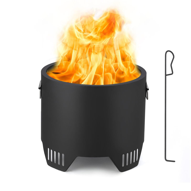 Smokeless Fire Pit, Portable Fire Pit With Stand, Handles Design, 15.10" H x 15.10" W x 15.10" D