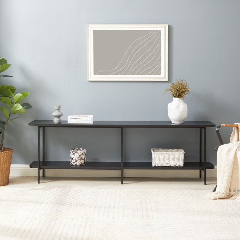Console moderne 70-87 pouces avec 2 tablettes noires | Idée de cadeau, Noir