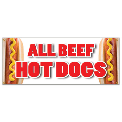 All Beef Hot Dogs Banner Sign
