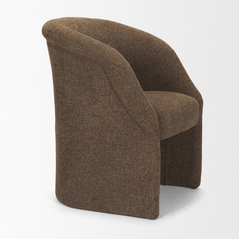 Curtis Brown Fabric Barrelback Half-Moon Base Dining Armchair, Brown