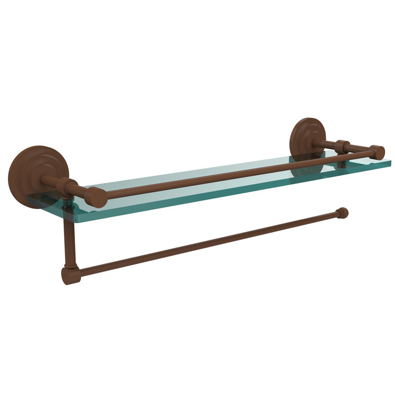 Meira Bracket Shelf with Towel Bar, Antique Bronze, 5'' H x 16'' W x 5'' D