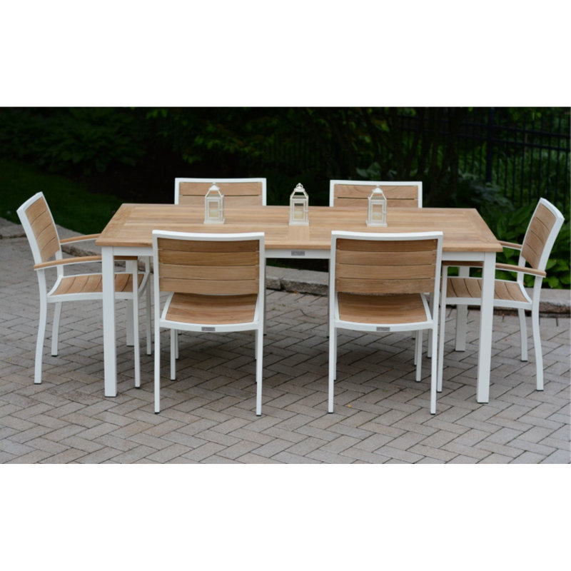 Soho Outdoor 7 - Piece Teak Dining Set, White