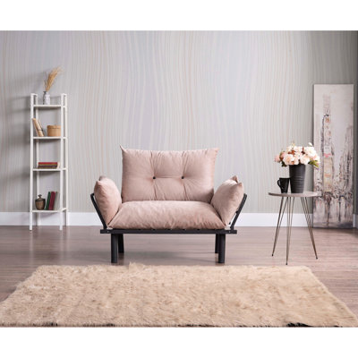 Causeuse beige en métal, profondeur de 48,76 po, largeur de 24,53 po, hauteur de 34,91 po, poids du siège en métal beige, 49 po, produit de 24 po, 35 po et 30 lb