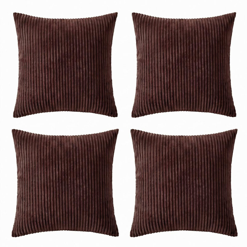 Housse de coussin simple à rayures, Brown Coffee