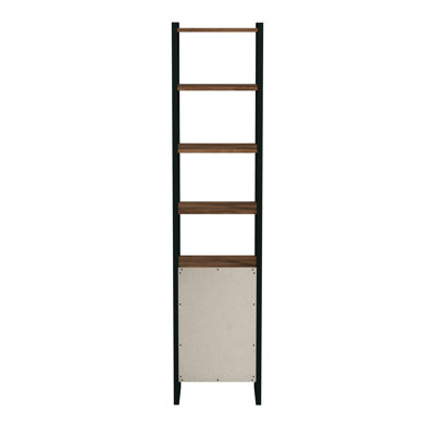 Redford 3- Tier 1 Door White Narrow Bookcase Etagere
