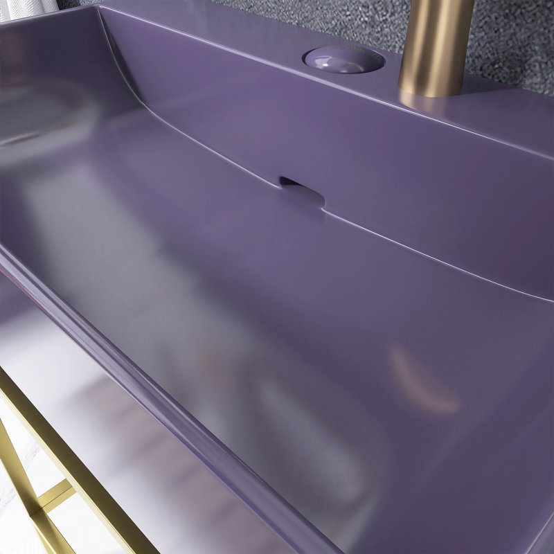 Ensemble de meuble-lavabo autoportant 24 po en or avec lavabo intégré en céramique mauve 24 po, Mauve