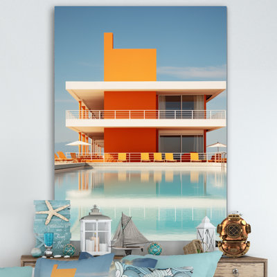 Minimal Orange Beach House sur impression sur toile
