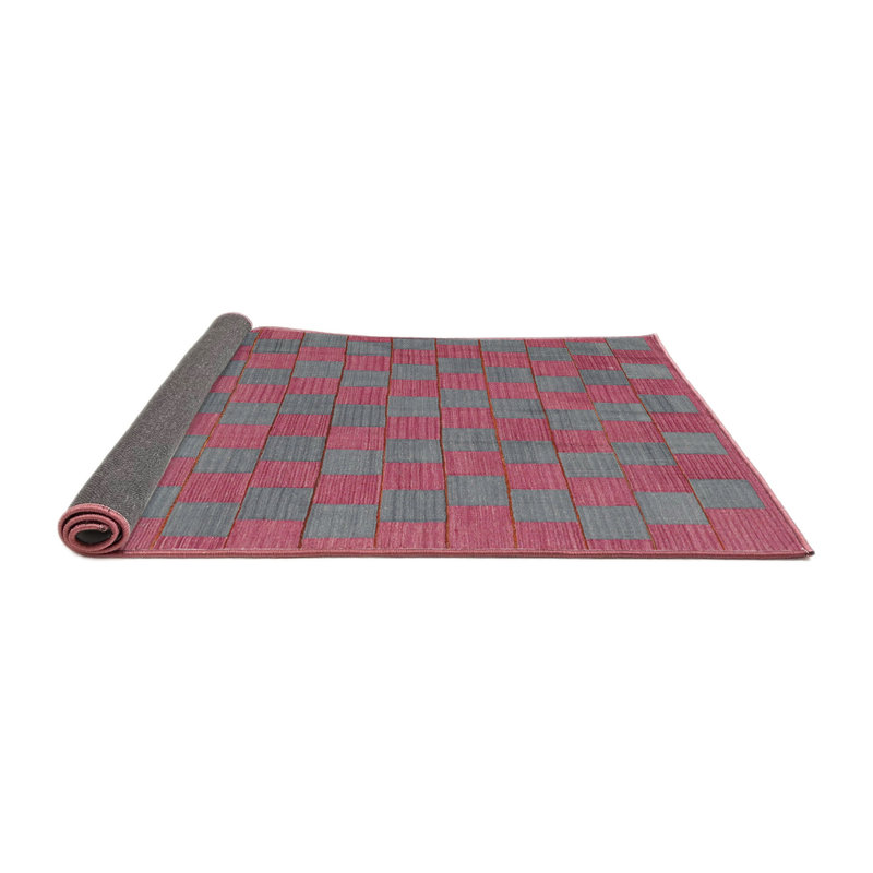 Tapis géométrique rose / vert, Carré 7 pi