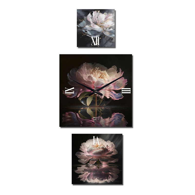 Frayia - Grande horloge verticale pivoines