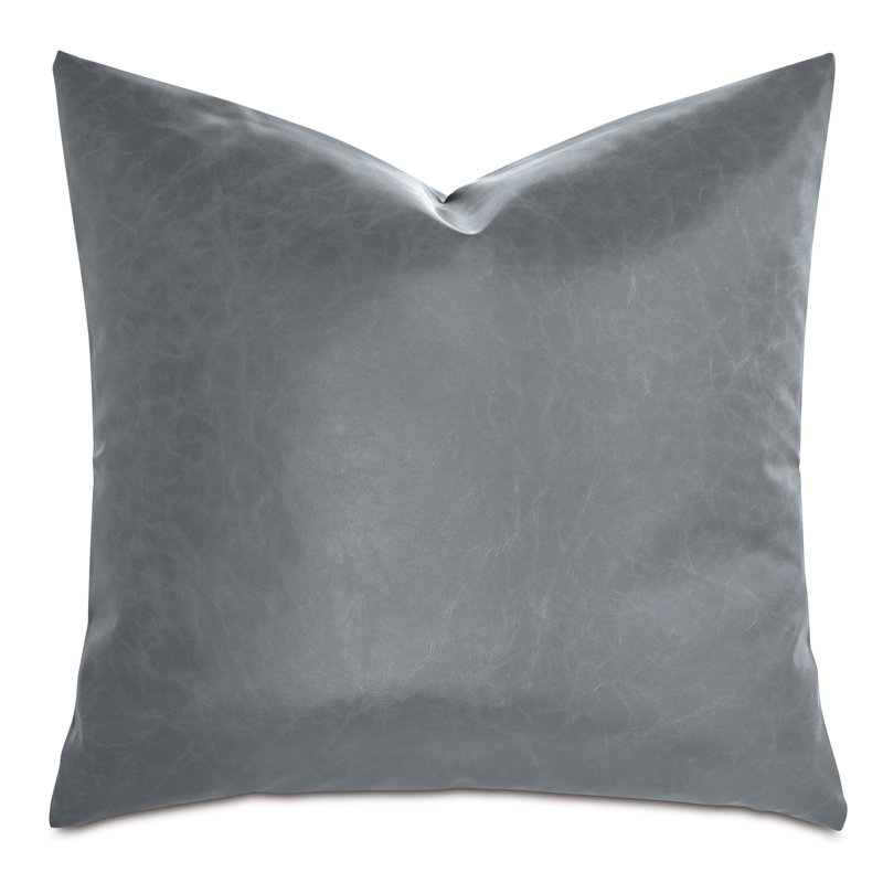 Nevin Vegan Leather Decorative Pillow Cover & Insert Square, Dark Gray, 20"H x 20"W