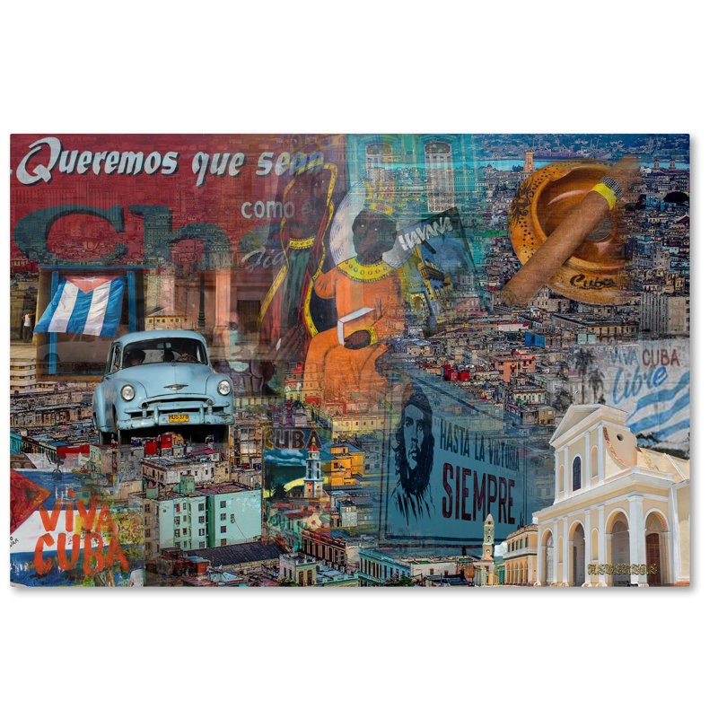 'Viva Cuba' Graphic Art Print on Wrapped Canvas, 12" H x 19" W x 2" D