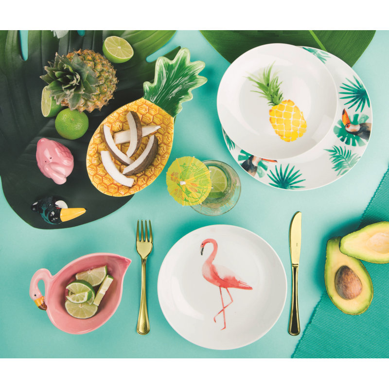 Tropical 18 Piece Porcelain Dinnerware Set - Service for 6