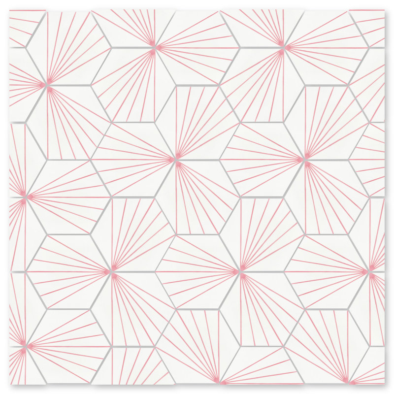 Spark C 7.87" x 9.09" Cement Patterned Wall & Floor Tile, Blush