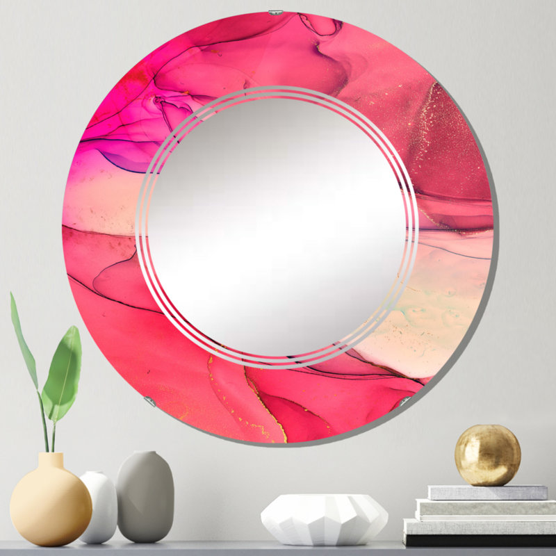 Miroir mural rose et beige, 24 po x 24 po
