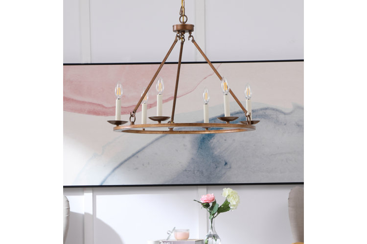 Pickensville 6 - Light Wagon Wheel Chandelier